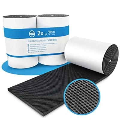 Afbeelding van STRACKS® 2x Garage Wandbeschermers elk 2m x 20cm 9mm Extra Dikke Deur Bescherming Voor Uw Auto en Wand Zelfklevende Rand Set van 2 Rollen