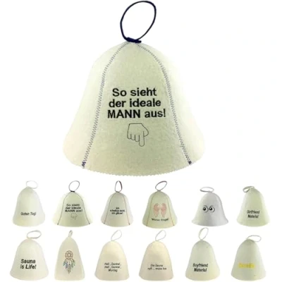 Afbeelding van GMMH Saunahoed, saunamuts van wolvilt, vilten saunakap voor dames en heren, hoed, muts sauna (SS20 019)