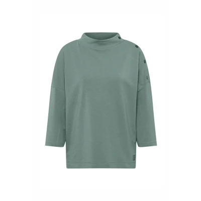 Afbeelding van Cecil MIT Knopfdetail Longsleeve, Dames, Maat: Large, Grün