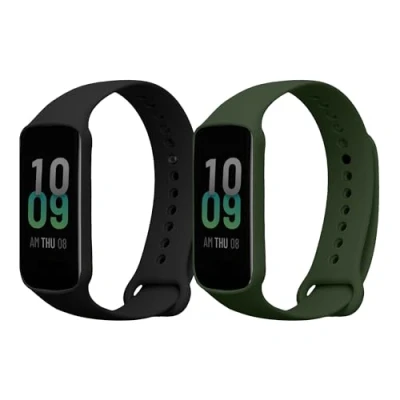 Afbeelding van kwmobile 2x horlogebandjes geschikt voor Amazfit band 7 bandje Smartwatch bandjes van TPU Activity tracker horloge in zwart / donkergroen