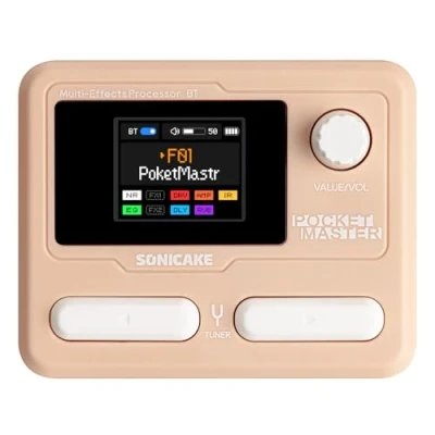 Afbeelding van SONICAKE Pocket Master Gitaar Bass Amp Modellering IR Kasten Simulatie Multi Effecten met Stereo OTG USB Audio Interface BT 1.7 inch LCD Kleurenscherm (Roze)