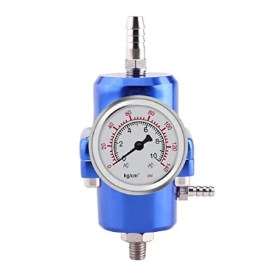 Afbeelding van Benzine verstelbare drukregelaar,Universele brandstofdrukregelaar,FPR aluminiumlegering brandstofdrukregelaar kit instelbaar met flexibele 0 140psi (blauw)