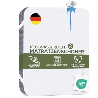 Afbeelding van Terra Beds Matrasbeschermer 180 x 200 cm, 100% waterdichte matrasbeschermer, ademend en superzacht katoen, geruisloos, Oeko Tex gecertificeerd, vlekbescherming wasbaar