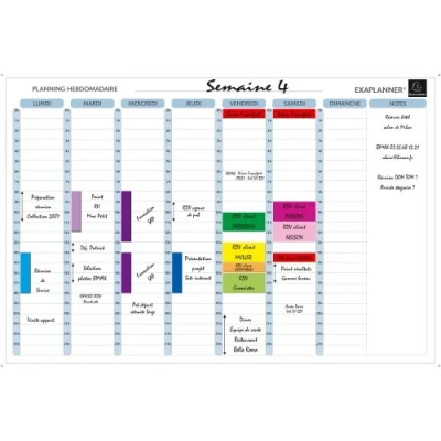 Afbeelding van Exacompta ref. 58150E 1 magnetisch weekplanner teksten in het Frans droog uitwisbaar geleverd met alle benodigde accessoires Afmetingen: 90 x 59 cm kleur wit