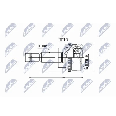 Afbeelding van Homokineet reparatie set, aandrijfas NTY NPZ HY 502