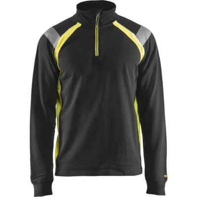 Afbeelding van Blaklader Sweatshirt halve rits Visible 3432 1158 Zwart/High Vis Geel