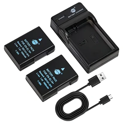 Afbeelding van DSTE en EL14 camera accu (2 stuks) oplader, compatibel met Nikon Coolpix D5100 D5300 D5500 D3400 D5600 D3500 P7000 P7200 P7800