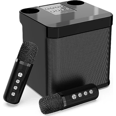 Afbeelding van Karaoke Machine met 2 draadloze microfoon, draagbare Speaker Bluetooth PA systeem voor volwassenen en Kits, Microfoon Set Support USB TF AUX Home Party, Ourdoor, Kerstcadeaus
