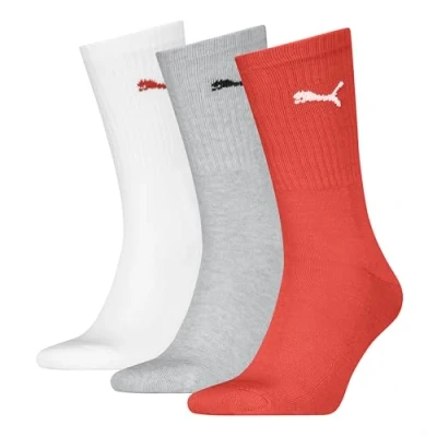 Afbeelding van PUMA Uniseks crew sock 3P, rood/grijs, 39 42 EU