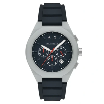 Afbeelding van Armani Exchange Quartz Blauw Heren horloge met blauwe wijzerplaat &amp; siliconen band