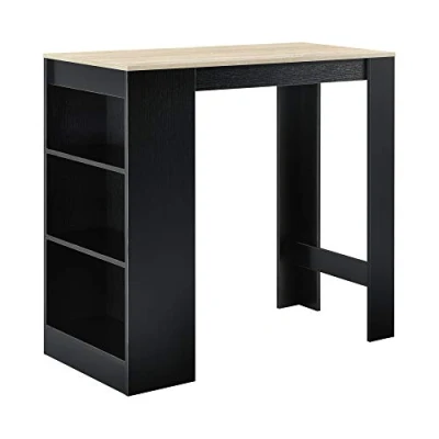 Afbeelding van Bartafel met 3 planken 110x50x103 cm zwart en eikenkleurig