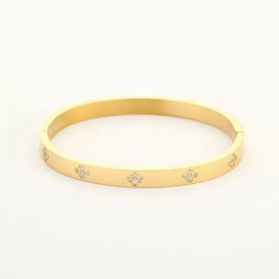 Afbeelding van Bijoutheek Armband (Sieraad) Klaver Strass Bangle Goud