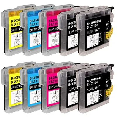 Afbeelding van SupplyGuy 10 Inktpatronen compatibel met Brother LC 985 voor DCP J125 J140w J315w J515w MFC J220 J265w J410 Series J415w