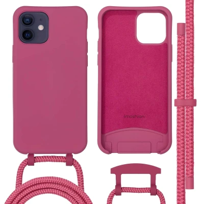 Afbeelding van Apple iPhone 12 MagSafe Hoesje Siliconen en TPU (zacht) imoshion Softcase/Koordhoesje/Backcover Rood Telefoonhoesje Black Friday Deals