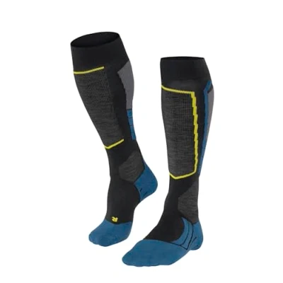 Afbeelding van FALKE Heren Skisokken SK2 Intermediate M Kh wol functioneel materiaal warm dik 1 paar, Zwart Black 3001, 46 48