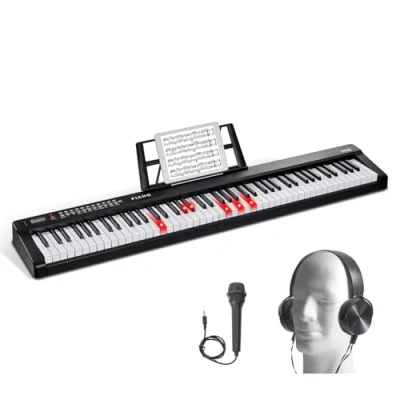 Afbeelding van VEVOR 88 draagbare digitale pianotoetsen, halfzware toetsen, 1000 tonen, ritmes met ingebouwde luidsprekers, sustain pedaal, hoofdtelefoon, bluetooth, midi, USB voor beginners