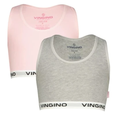 Afbeelding van Vingino bh top set van 2 lichtroze/grijs melange