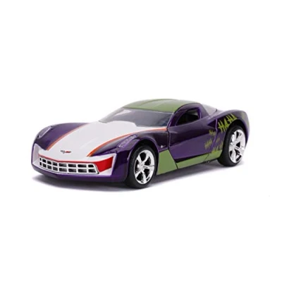 Afbeelding van Jada Toys 253252016 DC Comics Super Heroes Joker, 2009 Chevy Corvette Stingray, speelgoedauto uit Die cast, deuren om te openen, schaal 1:32, paars