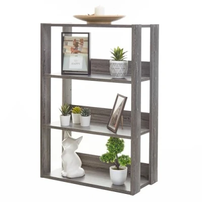 Afbeelding van Iris Ohyama, 3 laags houtopslag / zijmeubels opbergkast displayplank Open houten plank, Verstelbare eenvoudig ontwerp, Kantoor, Woonkamer Wood Rack OWR 600 Grijs Eiken