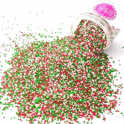 Afbeelding van Strooisel Kerstmis Just Pure Santa 180 g wit roze rood groen STRUUSEL GLÜCK kerststrooisel suikerstrooisel sprinkles kerst taartdecoratie koekjes versieren taartstrooisel