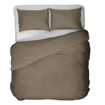 Afbeelding van Dekbedovertrek Kayori Shizu Taupe Percal 260 x 200 / 220 cm Extra Breed