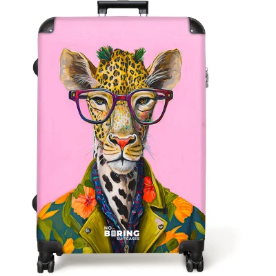Afbeelding van NoBoringSuitcases.com® Koffer groot Reiskoffer lichtgewicht Dieren Giraffe Bril Bloemen Rolkoffer met 4 wielen Grote trolley XL 98 liter bagage