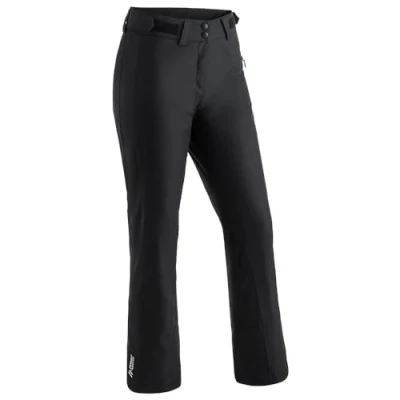 Afbeelding van Maier Sports Beate Skibroek voor dames, waterdichte sneeuwbroek, beschermende sneeuwvanger en verstelbare tailleband, PFC vrij, mTHERM wattering &amp; mTEX weerbescherming, zwart, maat 46 (W38/L32)