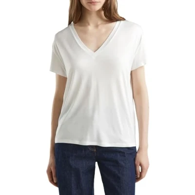 Afbeelding van United Colors of Benetton Tshirt basic, Dames, Maat: Medium, White