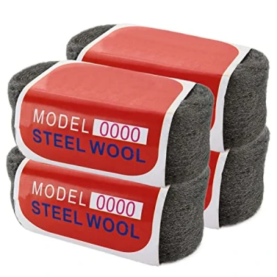 Afbeelding van ASelected 4 Stks 0000 Staalwol Roll Muizen, Grade #0000 Draad Hardware Doek voor Reiniging, Polijsten, Polijsten Glas, Windows, Tegels, Metaal, 4x100g, 4x4M, grijs