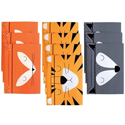 Afbeelding van Map A5 Soft Touch Binnen en Buiten Bedrukt Grappige Vorm voor Kinderen 3 Ontwerpen Assortiment: Vos + Tijger Wolf Pak van 10 stuks