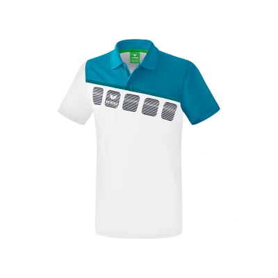 Afbeelding van Erima 5 C polo wit/oriental blue/colonial blue