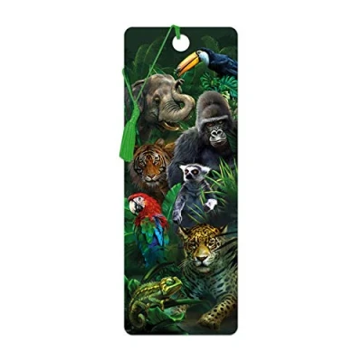 Afbeelding van 3D LiveLife bladwijzer Junglevrienden van Deluxebase. Een Jungle met lenticulaire illustraties onder licentie de beroemde kunstenaar Tami Alba