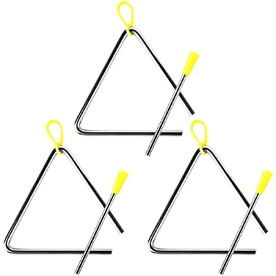 Afbeelding van Anruyi 3 stuks muzikale driehoek met percussie, driehoek, muziek, driehoekinstrument, voor driehoeksmixer kinderen