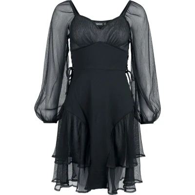 Afbeelding van Jawbreaker Gothic Witch Lace Up Korte jurk L Zwart