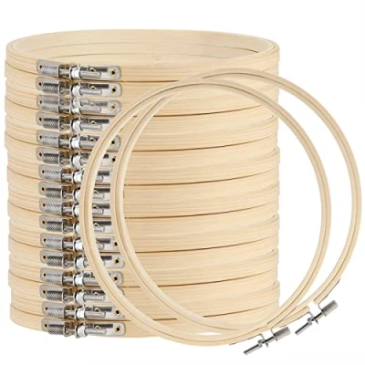 Afbeelding van MANCHAP 18 Pack 7 Inch Borduurringen, Verstelbare Ronde Bamboe Cirkel Kruissteek Hoepel Ringen voor Ambachten Maken