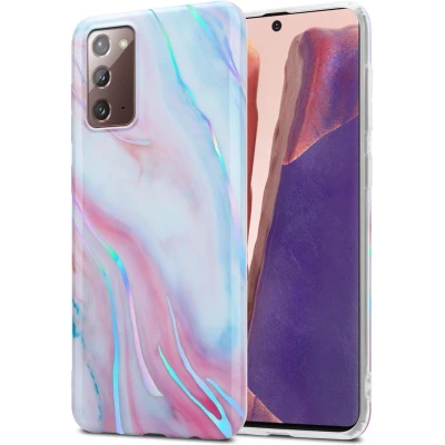 Afbeelding van Cadorabo Hoesje geschikt voor Samsung Galaxy NOTE 20 in Wit Roze Marmer No. 15 Beschermhoes gemaakt van TPU siliconen Case Cover met mozaïek motief