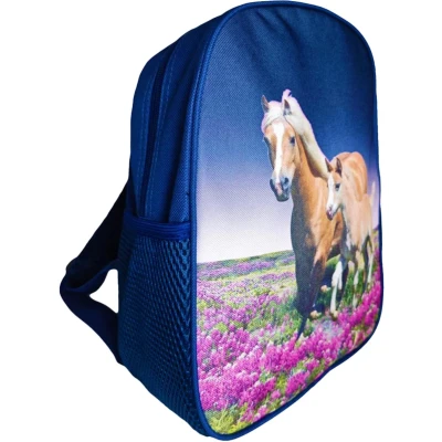 Afbeelding van School rugzak paard rugtas horse paarden kind Navy blauw peuter Tas Heel mooi en goede kwaliteit!