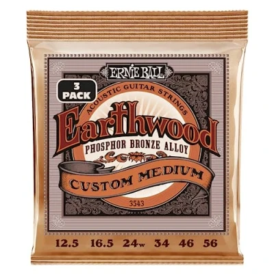 Afbeelding van Ernie Ball 3543 Earthwood Custom Medium Phosphor Bronze 12,5 56 snaren voor westerngitaar (3 sets)