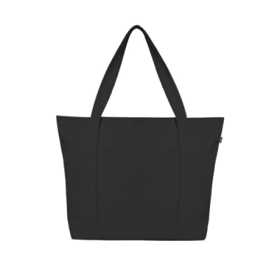 Afbeelding van Ecoright Canvas draagtas voor dames met ritssluiting en binnenzak, 100% biologisch katoenen draagtassen heren, winkelen, strand, Zwart, Pack of 1, Utility
