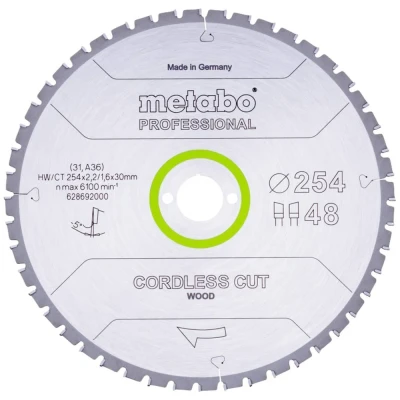 Afbeelding van Metabo 628692000 Cirkelzaagblad 254 x 30 mm Aantal tanden: 48 1 stuk(s)