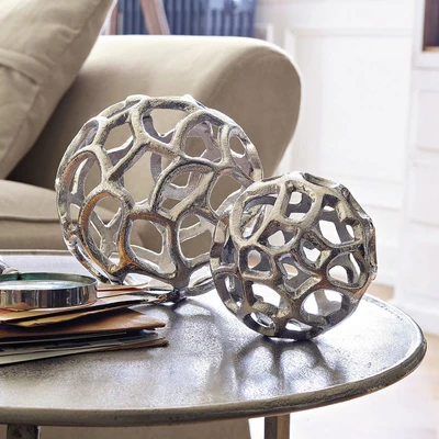 Afbeelding van LOBERON Decoratieve bal, set van 2 Venay zilverkleurig