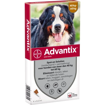 Afbeelding van Bayer Advantix Spot On 600/3000 40+ KG 4 PIP (386874)