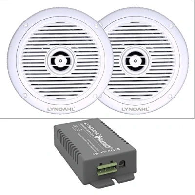 Afbeelding van Lyndahl speakerset Bluetooth versterker 4 kanaals AMP4X15BT en 2 weg inbouwluidspreker CS180IP met of plafondluidsprekers voor vochtige ruimtes Badkamer luidsprekers