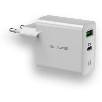 Afbeelding van RealPower PC 65 GaN Wall Carger Wandlader 65W 1 x USB C PD 3A compact formaat wit