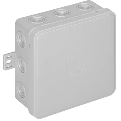 Afbeelding van Miratic Opbouw Kabel Aftakdoos IP54 Cable Box CLICK aansluitdoos Electronics 12 Doorvoeren Kabeldoos 100x100x41mm (Grijs)