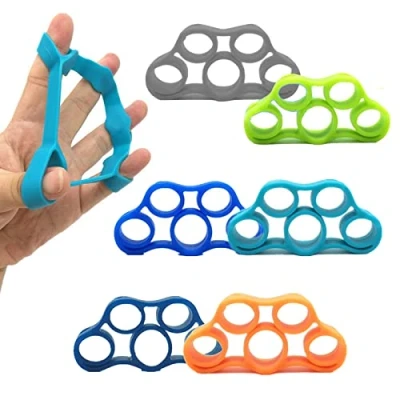 Afbeelding van Siliconen vingertrainer, 6 stuks vingertrainers, ring, vingertraining, band, klimmen, handtrainer ter versterking van hand en vingers drukontlasting