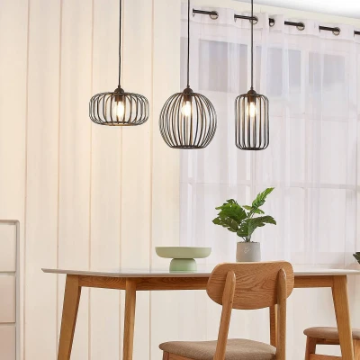 Afbeelding van Lindby hanglamp 3lichts ijzer E27 zwart