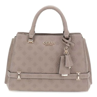 Afbeelding van GUESS Handtas Schoudertas Zarela Luxury Satchel Dark Taupe Logo