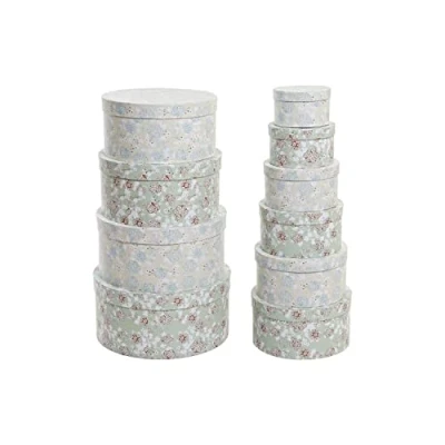 Afbeelding van Set van opstapelbare opbergboxen DKD Home Decor Beige Groen Karton (37,5 x 37,5 18 cm)