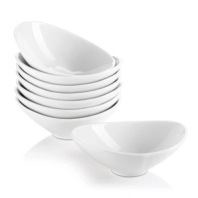 Afbeelding van LIFVER Dip Bowls Set van 8, 3 oz Dipping Bowls, Porseleinen Serveerschalen, Sojasaus Gerechten voor BBQ, Salade, Tomatensaus en Feestdiner, Wit